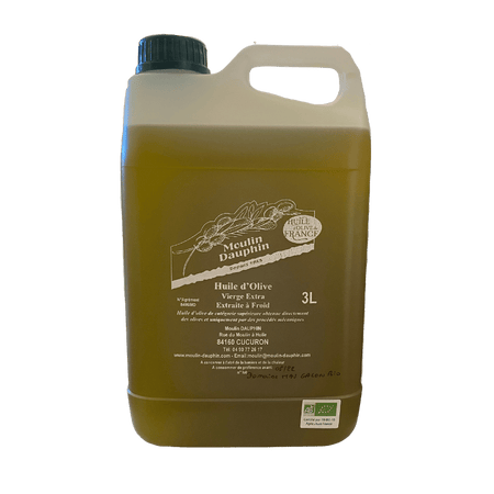 Bidon 3L Huile d'olive BIO domaine MAS GALON produit au Moulin Dauphin Cucuron