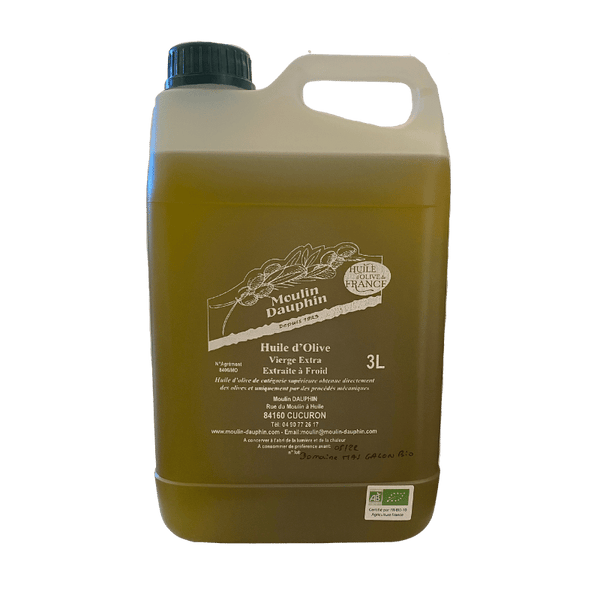 Bidon 3L Huile d'olive BIO domaine MAS GALON produit au Moulin Dauphin Cucuron