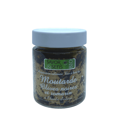 Moutarde aux olives noires et romarin de Provence huile d'olive Savor & Sens 100g